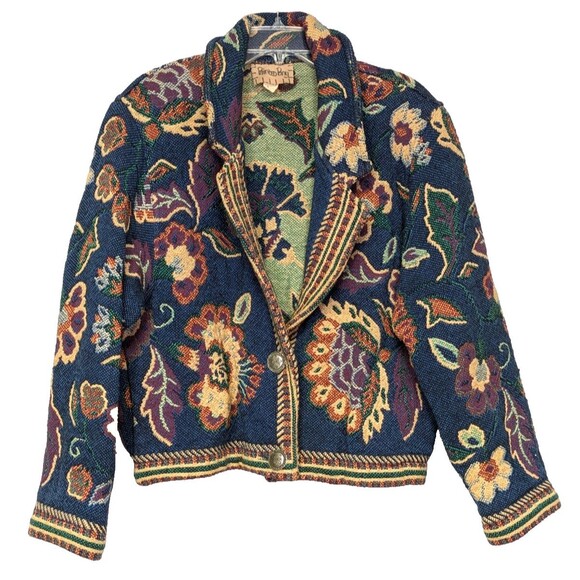 Painted Pony Jackets & Blazers - Painted Pony Floral Tapestry Bomber Jacket Womens One Size USA Made